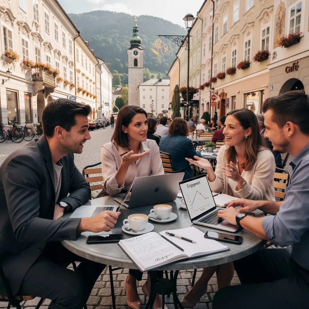 Mitarbeiter, die an einem Online-Kurs zur Personalverwaltung teilnehmen.