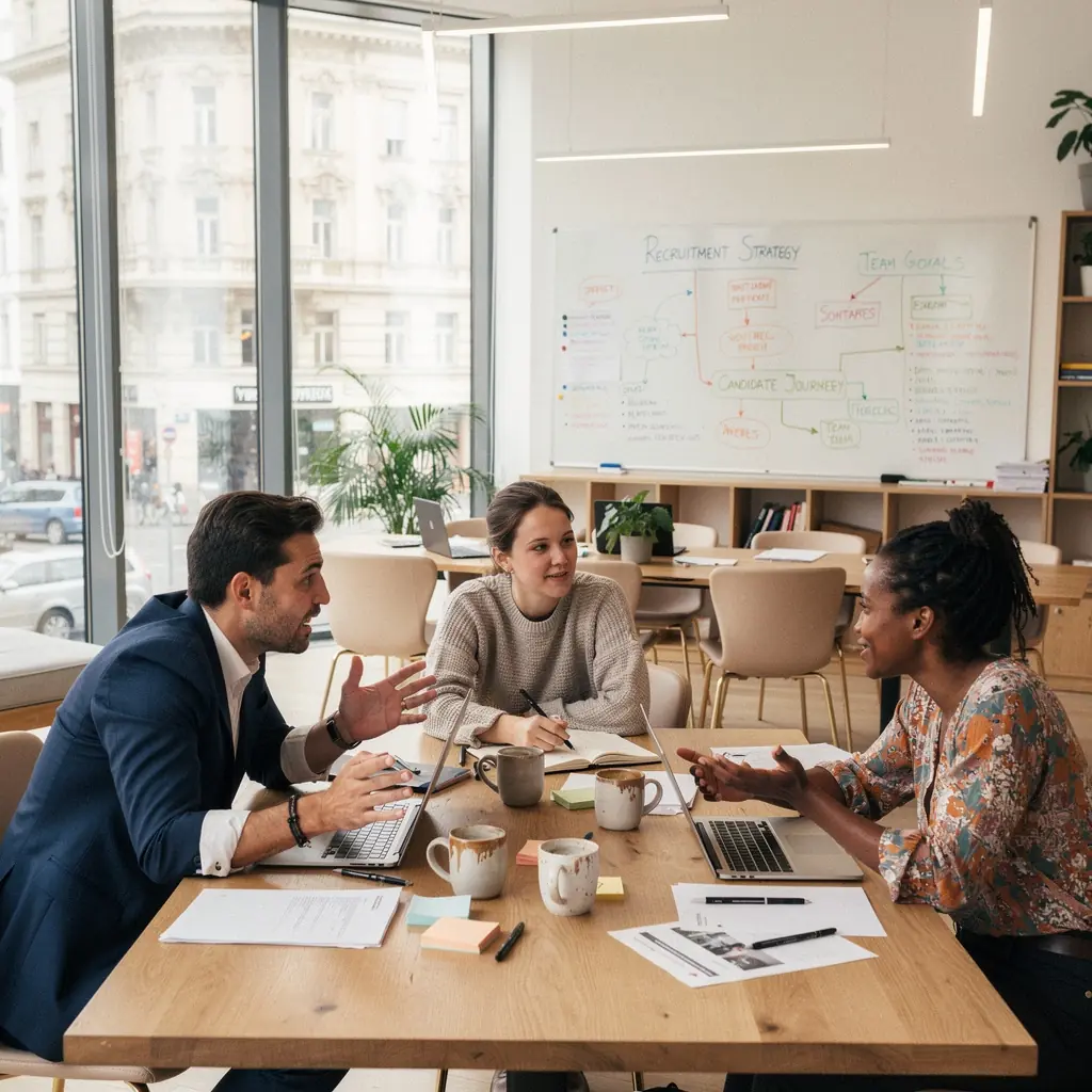 Ein Trainer, der eine Präsentation über Rekrutierungstechniken hält.