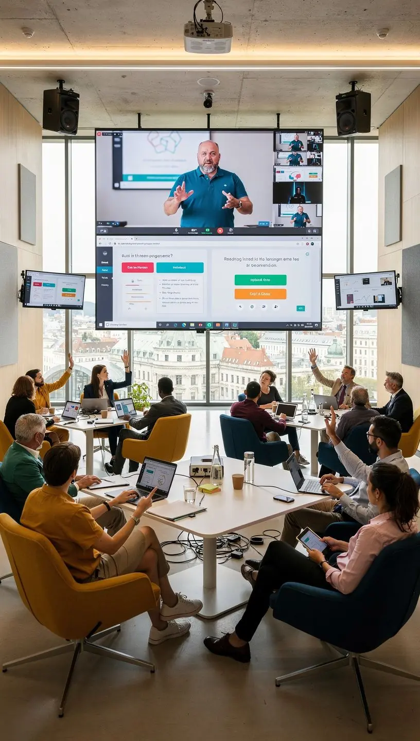 Eine Frau erklärt die Grundlagen des Rekrutierungsprozesses in einer virtuellen Schulung.